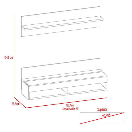 Panel de TV 2A Miel 137.7x134.6cm para TV Hasta 60 Pulgadas y con Dos Compartimientos - Muebles para TV | Bylmo