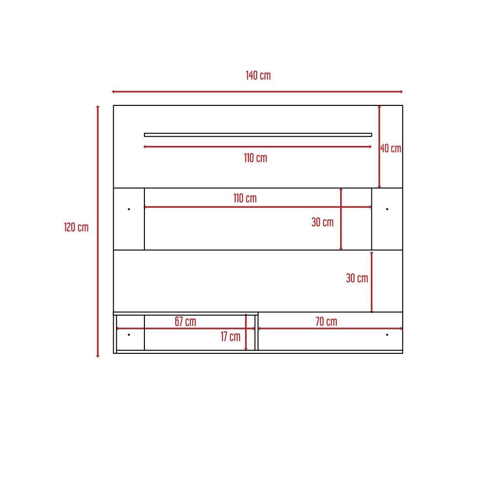 Panel de TV Beijing Rovere y Blanco 140x120cm Para TV Hasta 55 Pulgadas sin Cajones - Muebles para TV | Bylmo