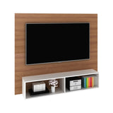 Panel de TV Esperanza Almendra y Blanco 160x136cm Para TV Hasta 65 Pulgadas sin Cajones y con Ranuras para Cables - Muebles para TV | Bylmo