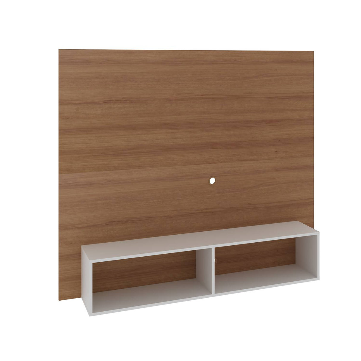 Panel de TV Esperanza Almendra y Blanco 160x136cm Para TV Hasta 65 Pulgadas sin Cajones y con Ranuras para Cables - Muebles para TV | Bylmo