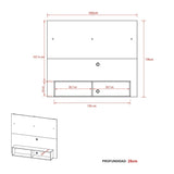 Panel de TV Esperanza Almendra y Blanco 160x136cm Para TV Hasta 65 Pulgadas sin Cajones y con Ranuras para Cables - Muebles para TV | Bylmo
