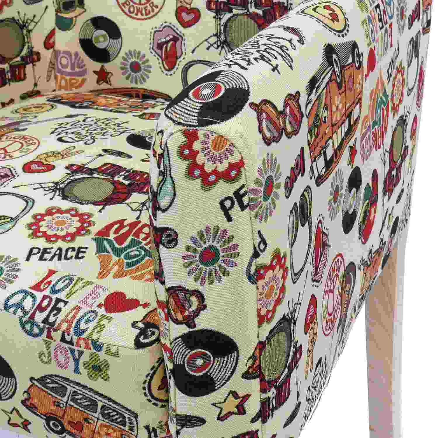 Poltrona Hippie Multicolor 59 cm con Patas de Madera - Sofas y Poltronas | Bylmo