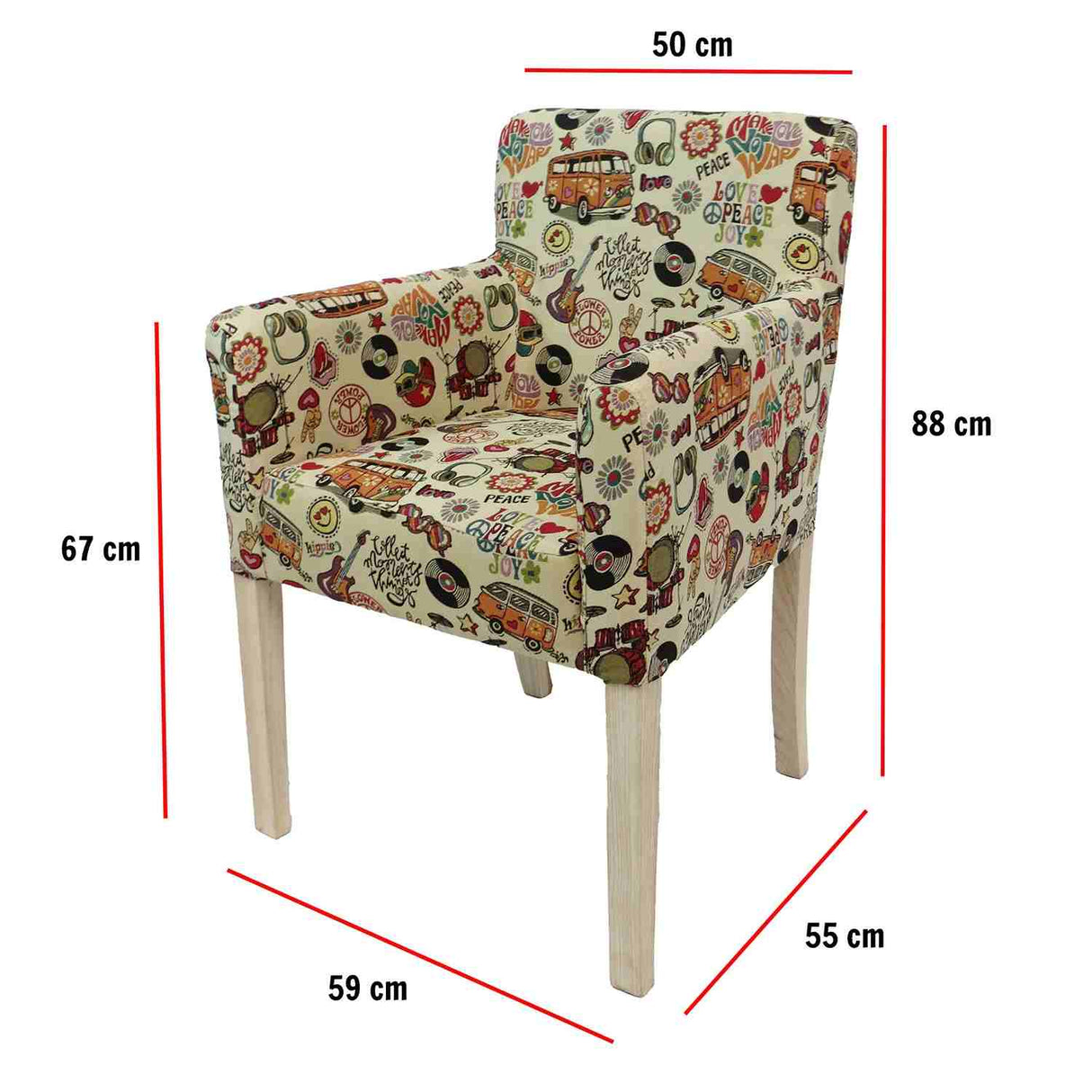 Poltrona Hippie Multicolor 59 cm con Patas de Madera - Sofas y Poltronas | Bylmo