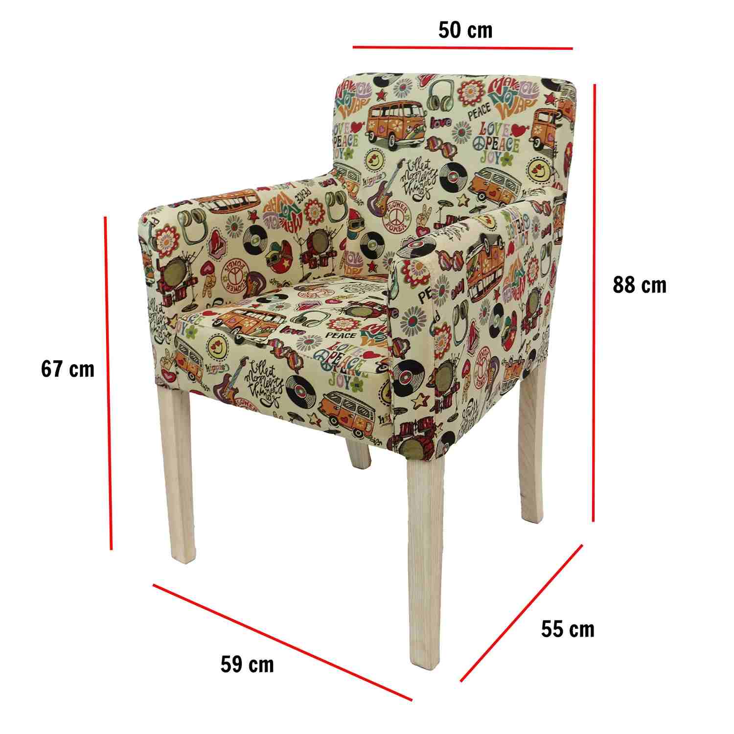Poltrona Hippie Multicolor 59 cm con Patas de Madera - Sofas y Poltronas | Bylmo
