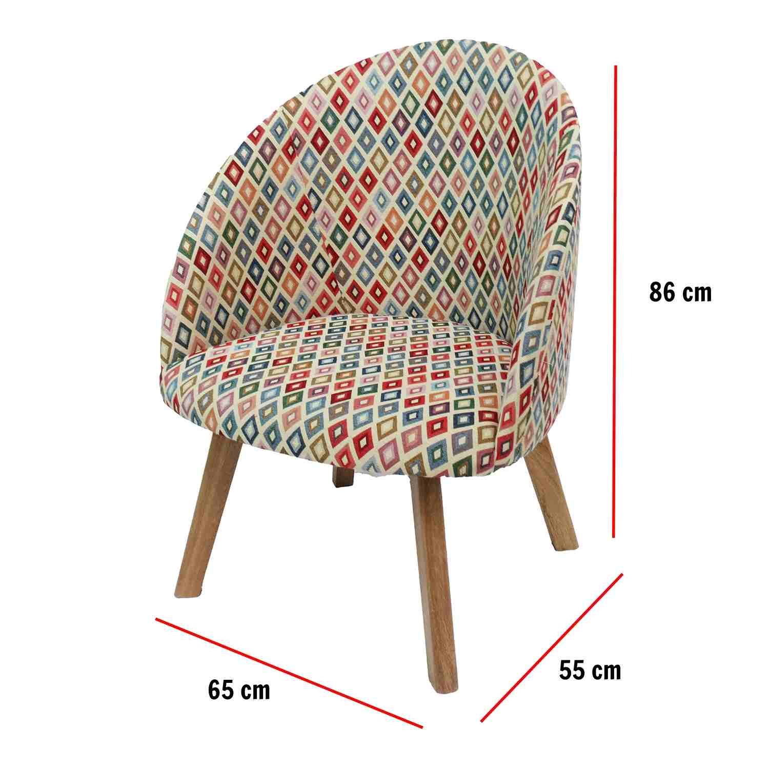 Poltrona Sucre Multicolor 65 cm con Patas de Madera - Sofas y Poltronas | Bylmo