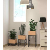 Porta Macetas x3 Elif Madera Grande: 32 cm, Mediana: 28 cm y Pequeña: 23 cm Cuadrados - Jardineria | Bylmo