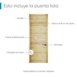 Kit Puerta con Marco Prakti Duna 70x235cm con Acabado Melaminado para Interiores con Cenefa y de Apertura Izquierda - Puertas | Bylmo