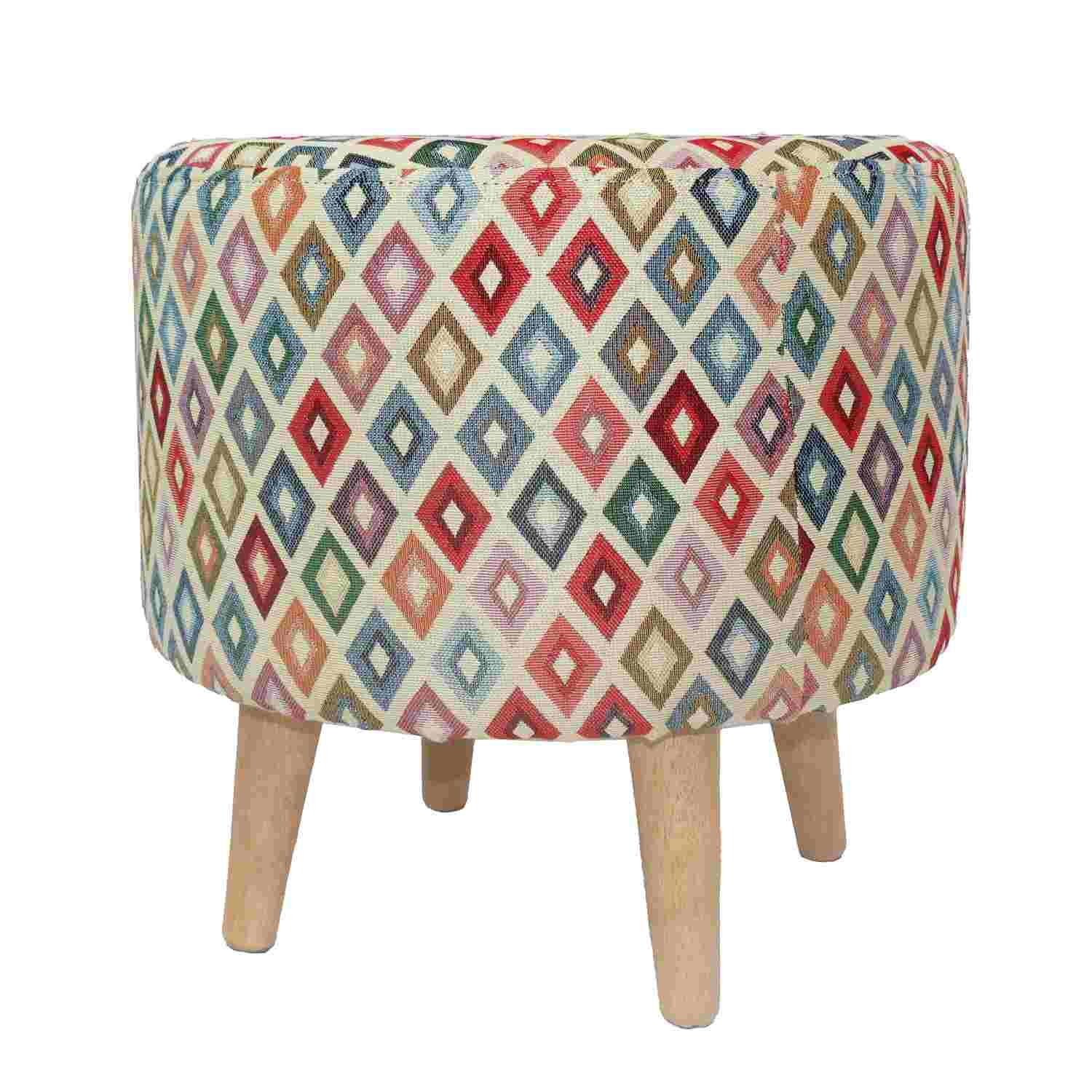 Puff Sucre Multicolor 40 cm con Patas de Madera - Sofas y Poltronas | Bylmo