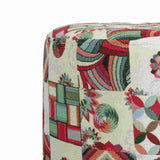 Puff Vitral Multicolor Rojo 40 cm con Patas de Madera - Sillas y Butacos | Bylmo