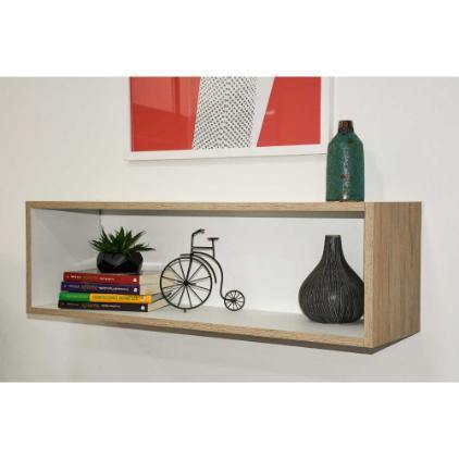 Repisa Rect Rovere y Blanco 83x22.4cm Rectangular con Un Entrepaño - Repisas y Percheros | Bylmo