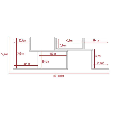 Rack de TV Extensible Beijing Caramelo 120x54.5cm Para TV Hasta 40 Pulgadas sin Cajones y con Patas - Muebles para TV | Bylmo