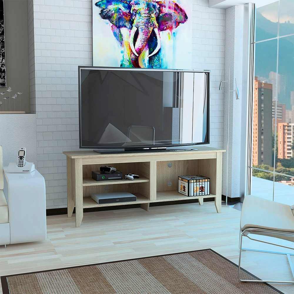 Rack de TV Essential Rovere 147x61cm Para TV Hasta 60 Pulgadas sin Cajones con Ranuras para Cables y con Patas - Muebles para TV | Bylmo