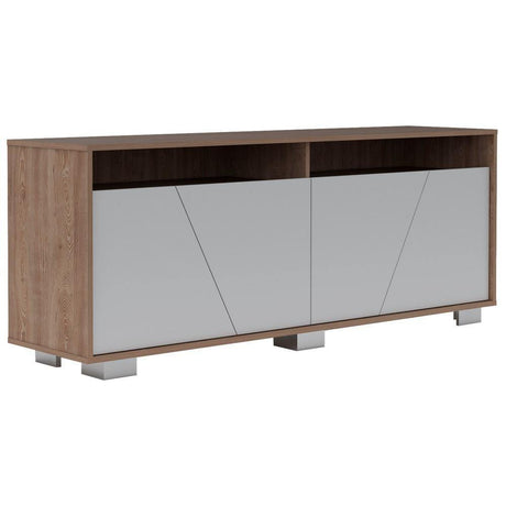 Rack de TV Fracktal Miel y Blanco 155.5x61cm para TV Hasta 70 Pulgadas y con Cuatro Compartimientos - Muebles para TV | Bylmo