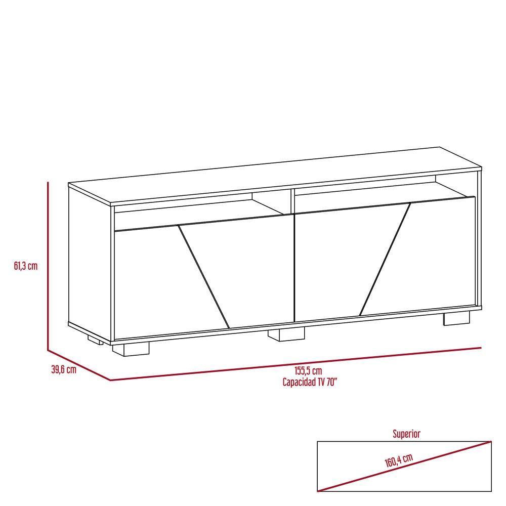 Rack de TV Fracktal Miel y Blanco 155.5x61cm para TV Hasta 70 Pulgadas y con Cuatro Compartimientos - Muebles para TV | Bylmo