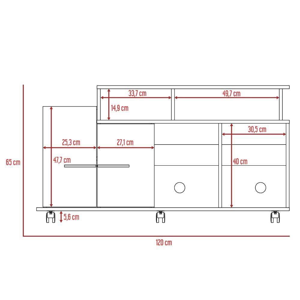 Rack de TV Valera Miel 120x65cm para TV Hasta 40 Pulgadas con Ranuras para Cables y con Cinco Compartimientos - Muebles para TV | Bylmo