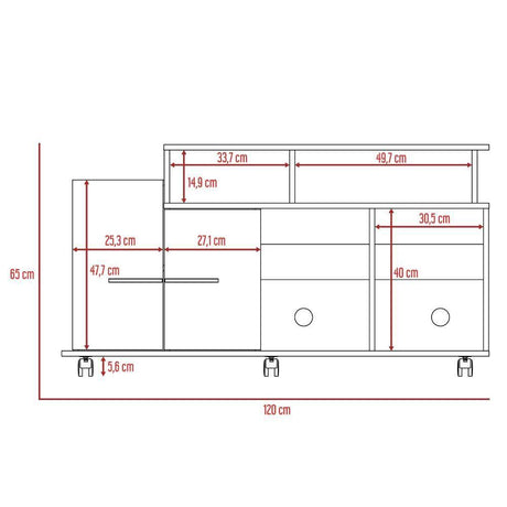 Rack de TV Valera Miel 120x65cm para TV Hasta 40 Pulgadas con Ranuras para Cables y con Cinco Compartimientos - Muebles para TV | Bylmo