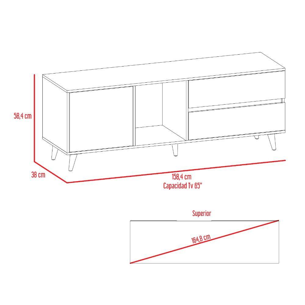 Rack de TV Salem Blanco Nevado 158.4x58.4cm para TV Hasta 65 Pulgadas y con Tres Compartimientos - Muebles para TV | Bylmo