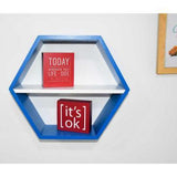 Repisa Clash Azul y Blanco 30x35cm Hexagonal Flotante con Un Entrepaño - Repisas y Percheros | Bylmo