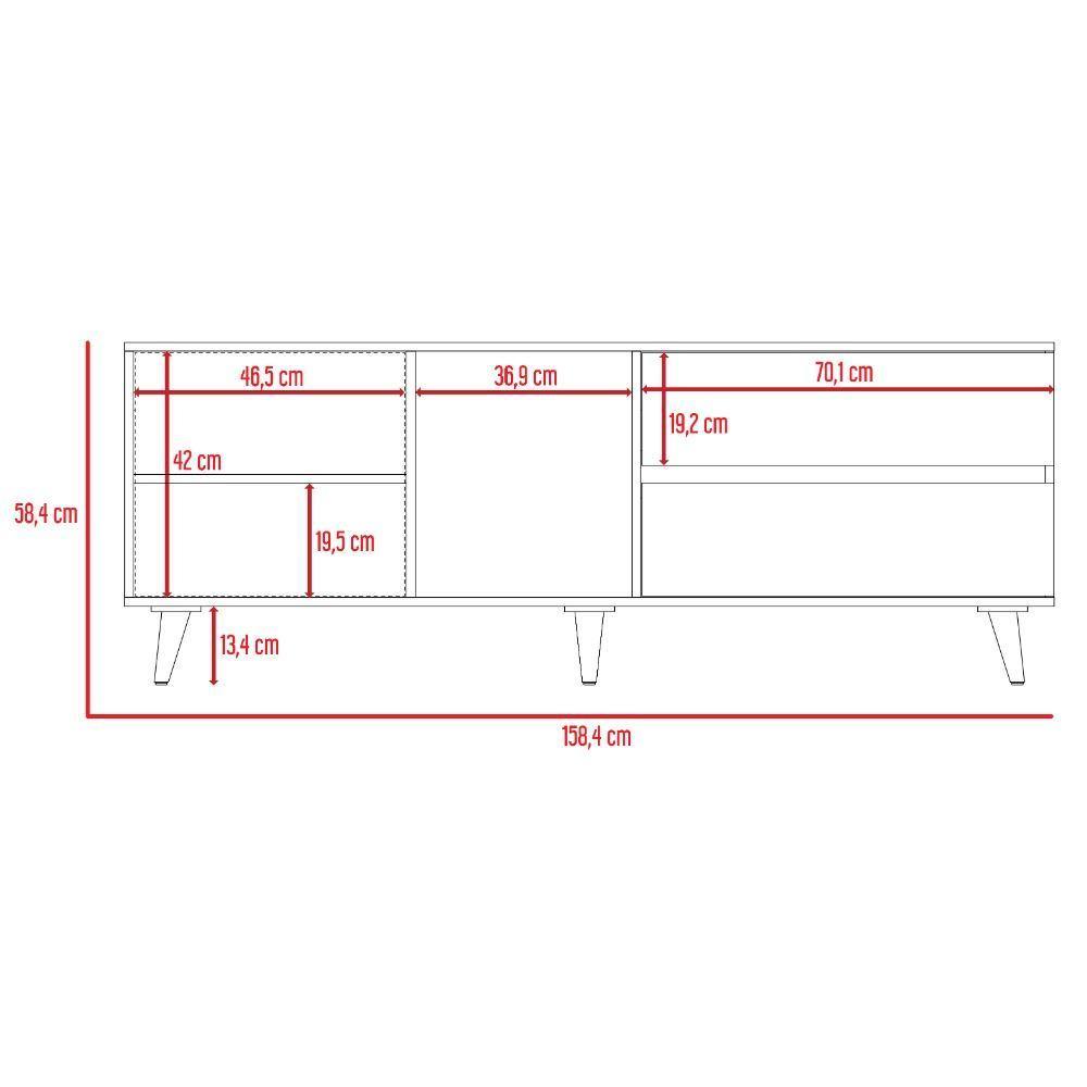 Rack de TV Acacia Rovere y Blanco 159x58.4cm para TV Hasta 60 Pulgadas y con Tres Compartimientos - Muebles para TV | Bylmo