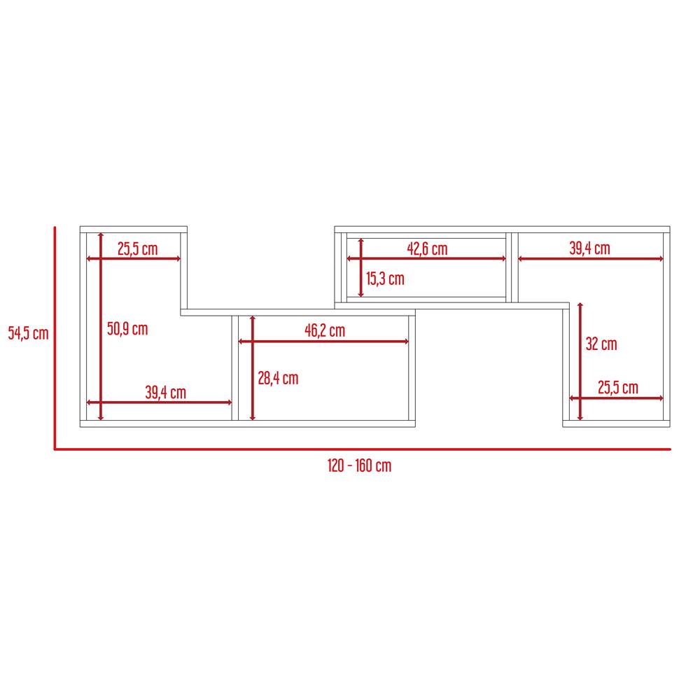 Rack de TV Extensible Beijing Blanco 160x57cm Para TV Hasta 40 Pulgadas sin Cajones y con Patas - Muebles para TV | Bylmo