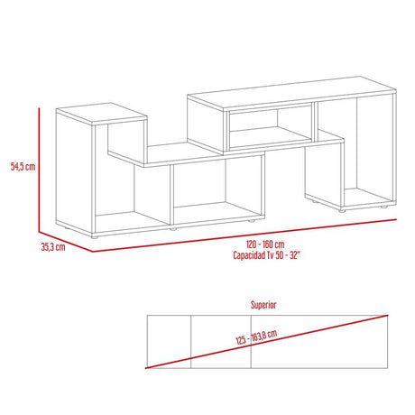 Rack de TV Extensible Beijing Wengue 160x57cm Para TV Hasta 40 Pulgadas sin Cajones y con Patas - Muebles para TV | Bylmo