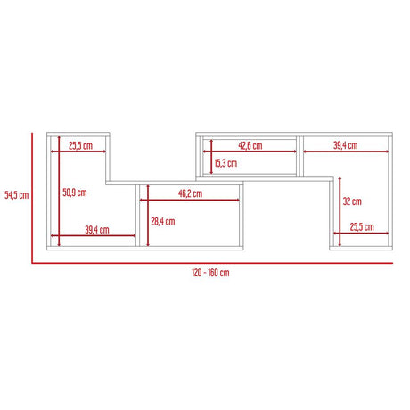 Rack de TV Extensible Beijing Wengue 160x57cm Para TV Hasta 40 Pulgadas sin Cajones y con Patas - Muebles para TV | Bylmo