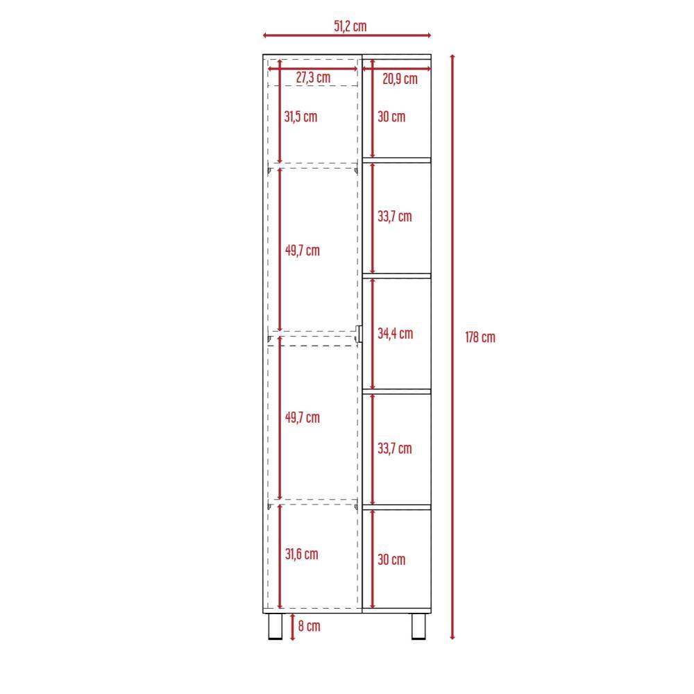 Mueble para Baño Esquinero Urano Blanco 51.2x178cm sin Cajones y con Cuatro Entrepaños - Gabinetes | Bylmo