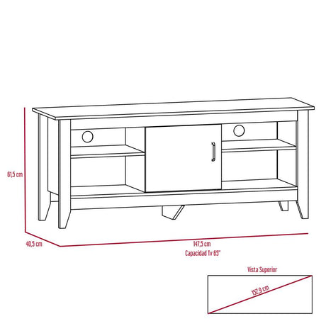 Rack de TV Essential Rovere 147.5x61.5cm Para TV Hasta 65 Pulgadas con Un Cajón con Ranuras para Cables y con Patas - Muebles para TV | Bylmo