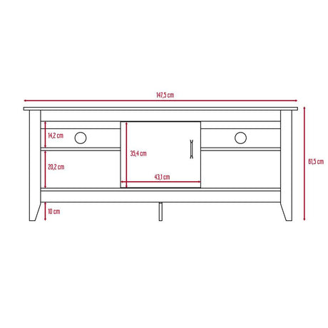 Rack de TV Essential Rovere 147.5x61.5cm Para TV Hasta 65 Pulgadas con Un Cajón con Ranuras para Cables y con Patas - Muebles para TV | Bylmo