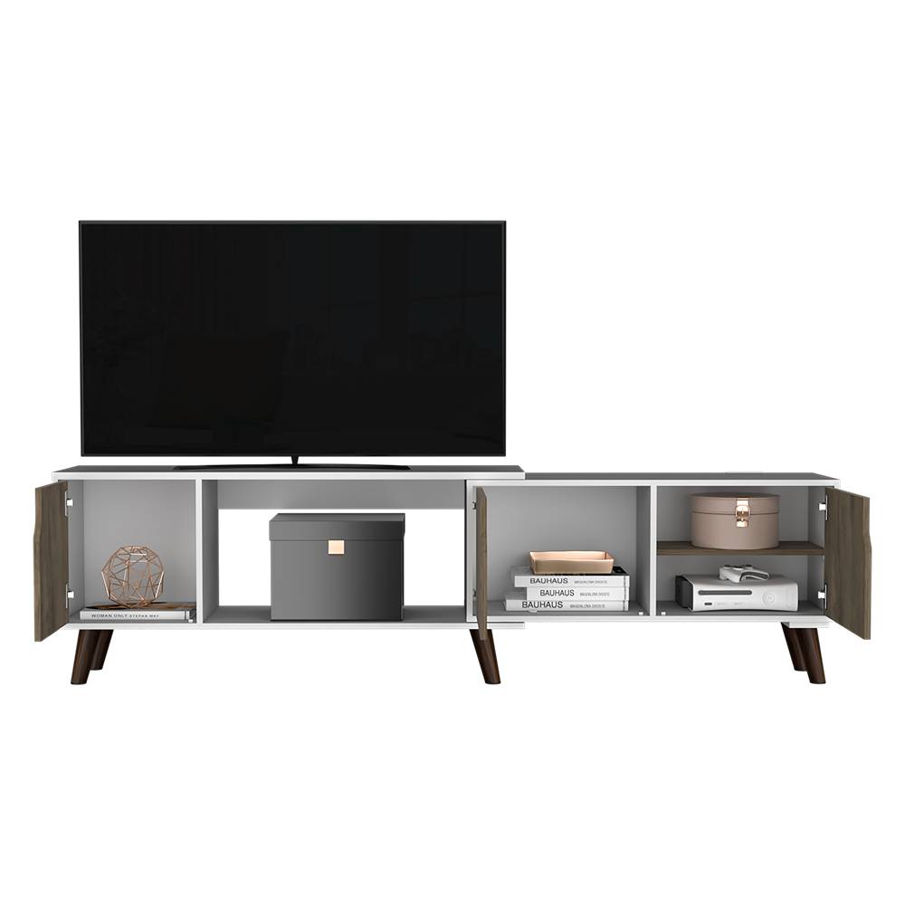 Rack Nordic Plus Bellota y Blanco 200 cm Extensible con Tres Puertas - Muebles para TV | Bylmo