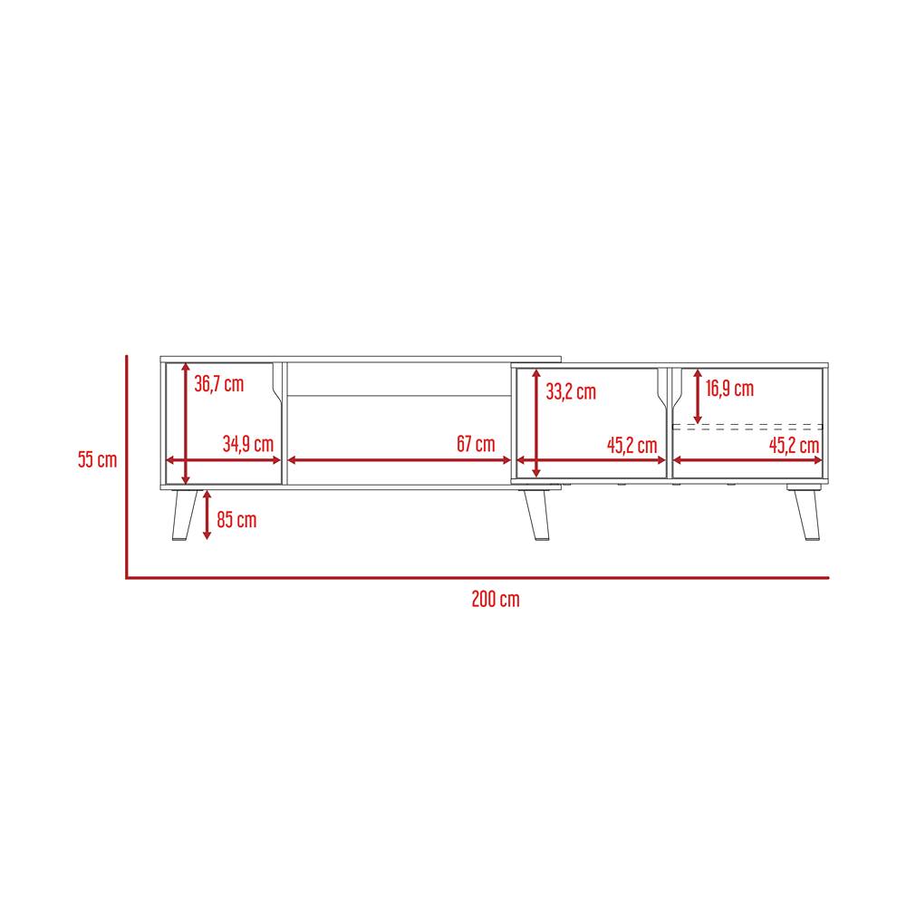 Rack Nordic Plus Bellota y Blanco 200 cm Extensible con Tres Puertas - Muebles para TV | Bylmo