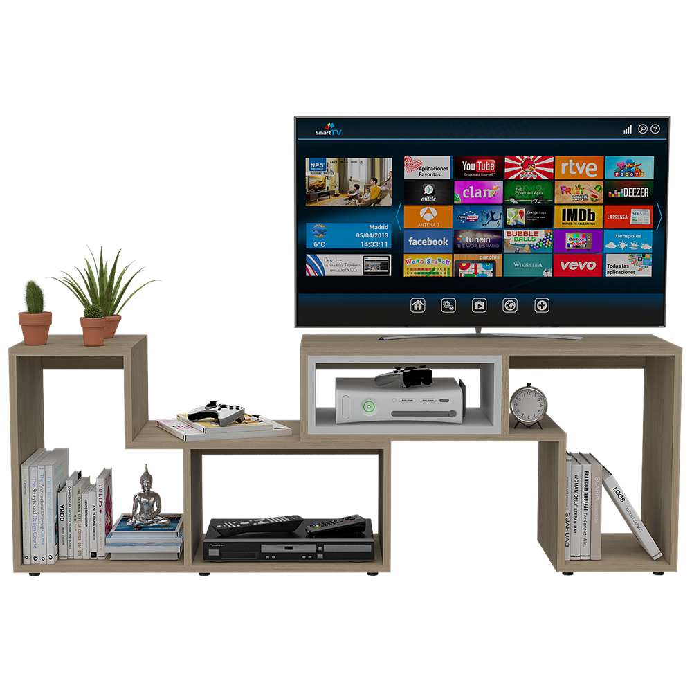 Rack Beijing Rovere y Blanco 160 cm Extensible - Muebles para TV | Bylmo