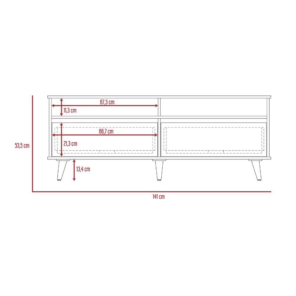 Rack Almería Siena y Blanco 141 cm con Dos Cajones - Muebles para TV | Bylmo