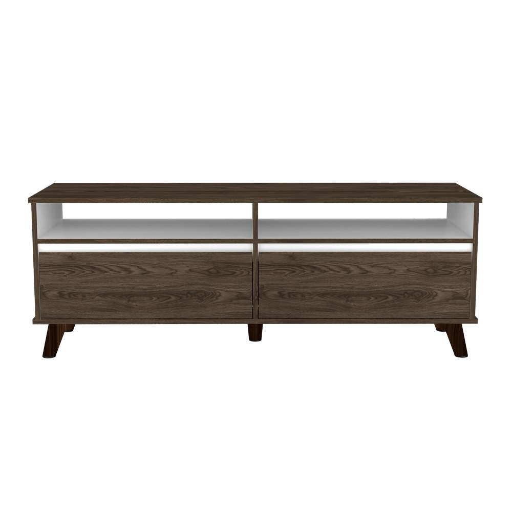 Rack Benett Coñac y Blanco 141 cm con Dos Cajones - Muebles para TV | Bylmo