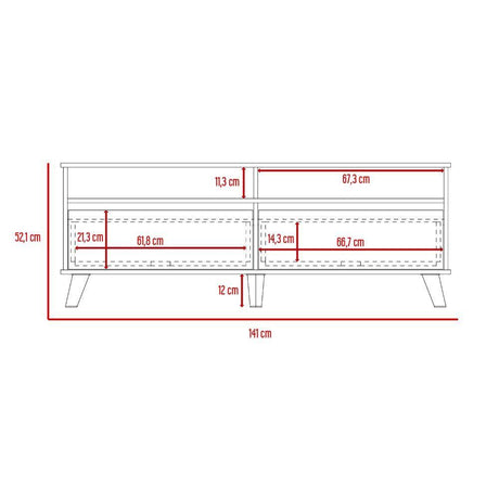 Rack de TV Benett Duna y Blanco 141x53.5cm para TV Hasta 60 Pulgadas y con Dos Compartimientos - Muebles para TV | Bylmo