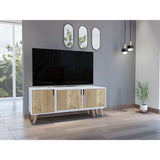 Rack Nordic Duna y Blanco 200 cm Extensible con Tres Puertas - Muebles para TV | Bylmo