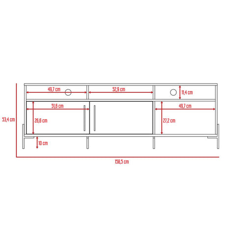 Rack de TV Karev Miel 161x53.4cm Para TV Hasta 65 Pulgadas con Dos Cajones con Ranuras para Cables y con Patas - Muebles para TV | Bylmo