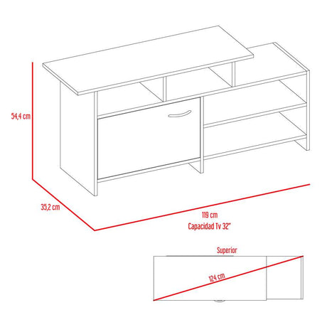 Rack de TV Lima Rovere 119x54.4cm Para TV Hasta 32 Pulgadas con Un Cajón - Muebles para TV | Bylmo