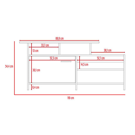 Rack de TV Lima Rovere 119x54.4cm Para TV Hasta 32 Pulgadas con Un Cajón - Muebles para TV | Bylmo