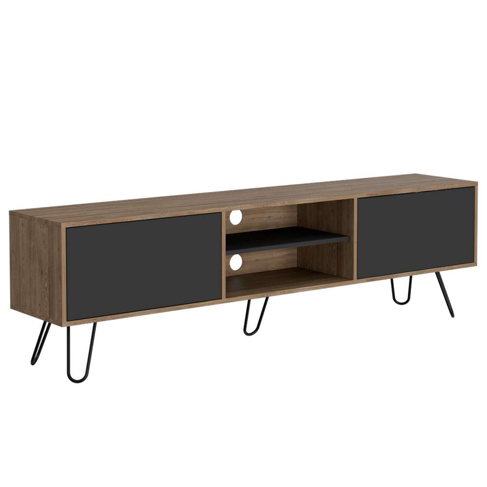 Rack de TV Vassel Miel 180x52.5cm para TV Hasta 70 Pulgadas con Ranuras para Cables y con Cuatro Compartimientos - Muebles para TV | Bylmo