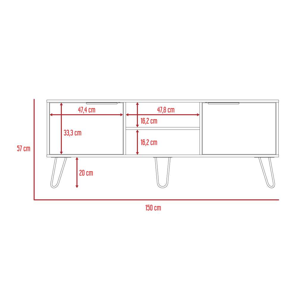 Rack Augusta Duna y Wengue 150 cm con Dos Puertas - Muebles para TV | Bylmo