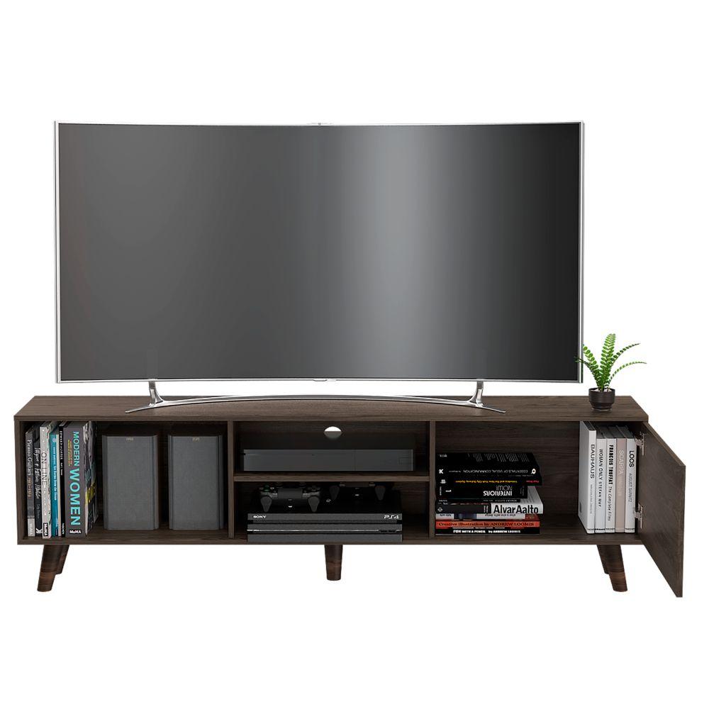 Rack de TV Cincinnati Coñac 180x52.5cm Para TV Hasta 70 Pulgadas con Un Cajón con Ranuras para Cables y con Patas - Muebles para TV | Bylmo