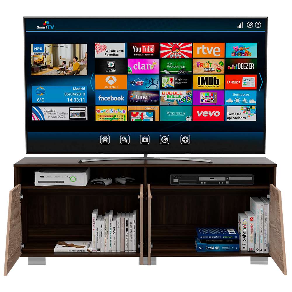 Rack de TV Fracktal Habano 155.5x61.3cm para TV Hasta 70 Pulgadas y con Cuatro Compartimientos - Muebles para TV | Bylmo