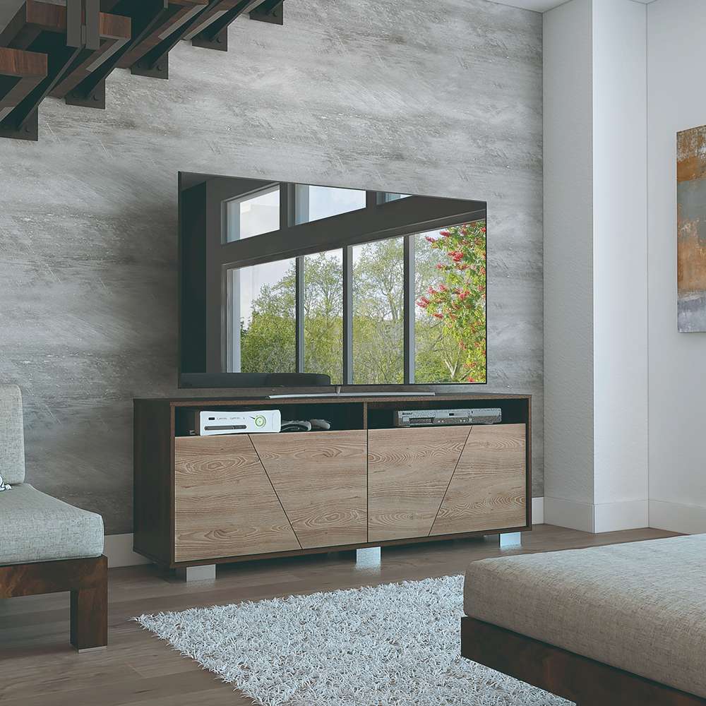 Rack de TV Fracktal Habano 155.5x61.3cm para TV Hasta 70 Pulgadas y con Cuatro Compartimientos - Muebles para TV | Bylmo