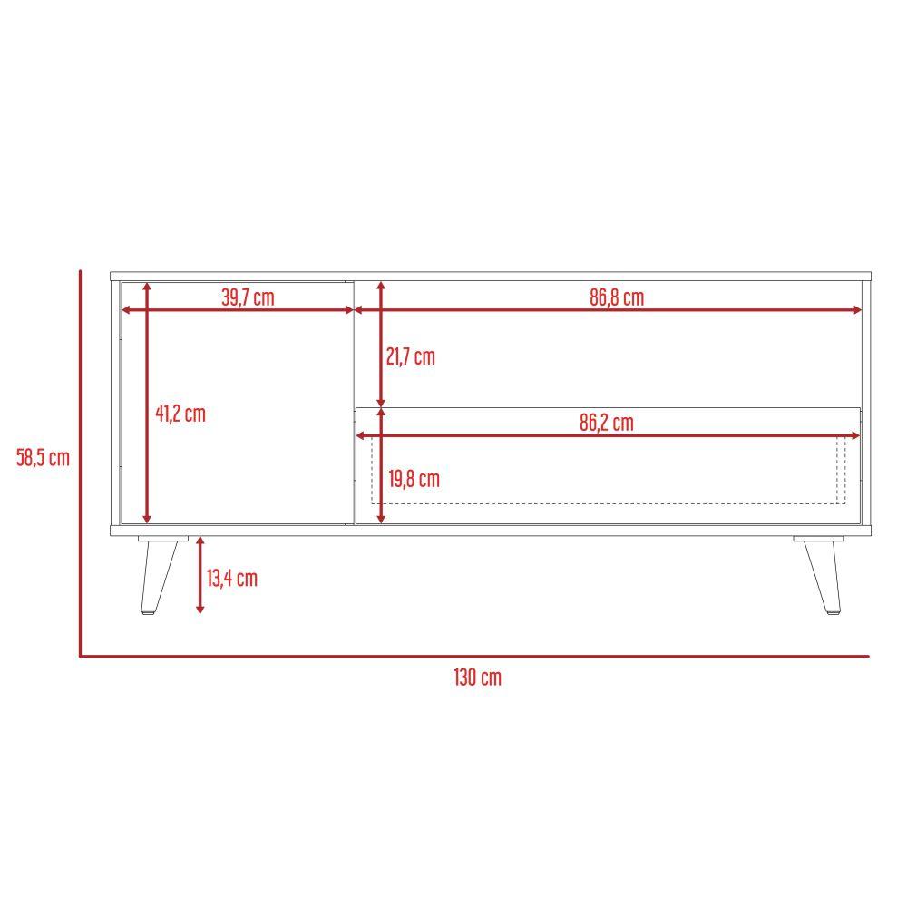 Rack Lavanda Expreso y Blanco 130 cm con Una Puerta y Un Cajón - Muebles para TV | Bylmo