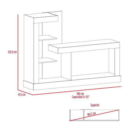 Rack de TV Minotti Miel y Blanco 180x133.5cm para TV Hasta 55 Pulgadas y con Tres Compartimientos - Muebles para TV | Bylmo