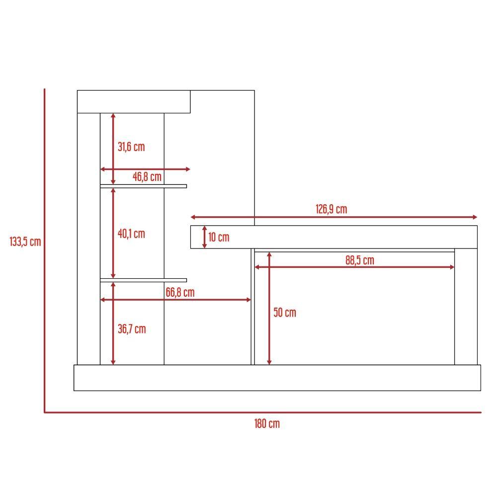 Rack de TV Minotti Miel y Blanco 180x133.5cm para TV Hasta 55 Pulgadas y con Tres Compartimientos - Muebles para TV | Bylmo