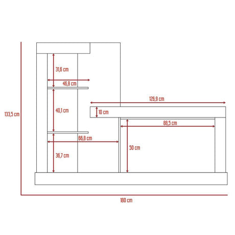 Rack de TV Minotti Miel y Blanco 180x133.5cm para TV Hasta 55 Pulgadas y con Tres Compartimientos - Muebles para TV | Bylmo