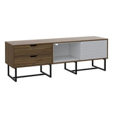 Rack Pergamo Gales y Blanco 162 cm con Una Puerta y Dos Cajones - Muebles para TV | Bylmo
