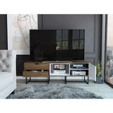 Rack Pergamo Gales y Blanco 162 cm con Una Puerta y Dos Cajones - Muebles para TV | Bylmo